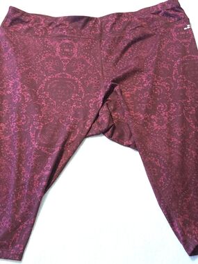 BCG Women's Plus Athletic Leggings Capri Workout Yoga Pants Pink Boho Sz 3x